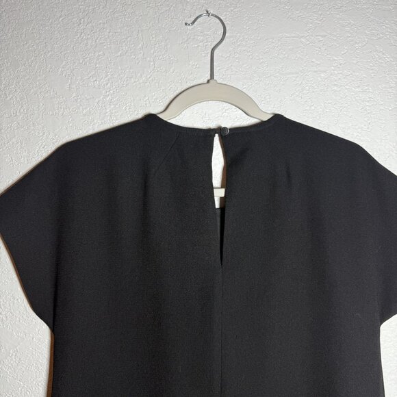 Kate Spade Black Pleated Shift Dress Size 4 Womens Short Sleeve Keyhole Back - Picture 5 of 6
